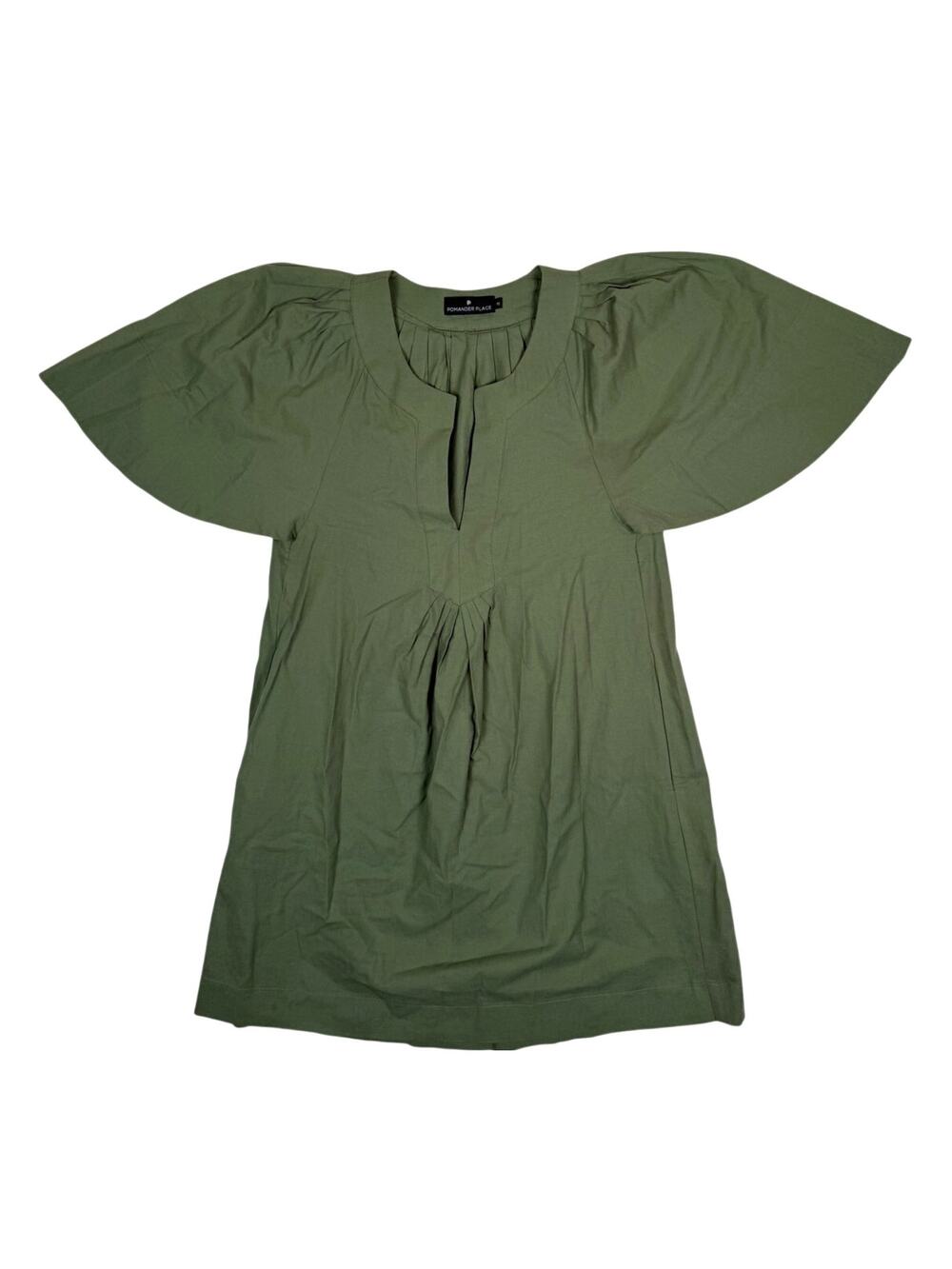 Tuckernuck Pomander Place Finley Cotton Cottagecore Flutter Sleeve Sage Green XS